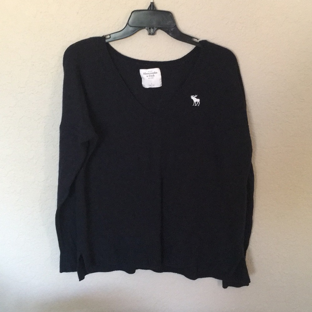 Abercrombie & Fitch Black V-neck Sweater Sz L